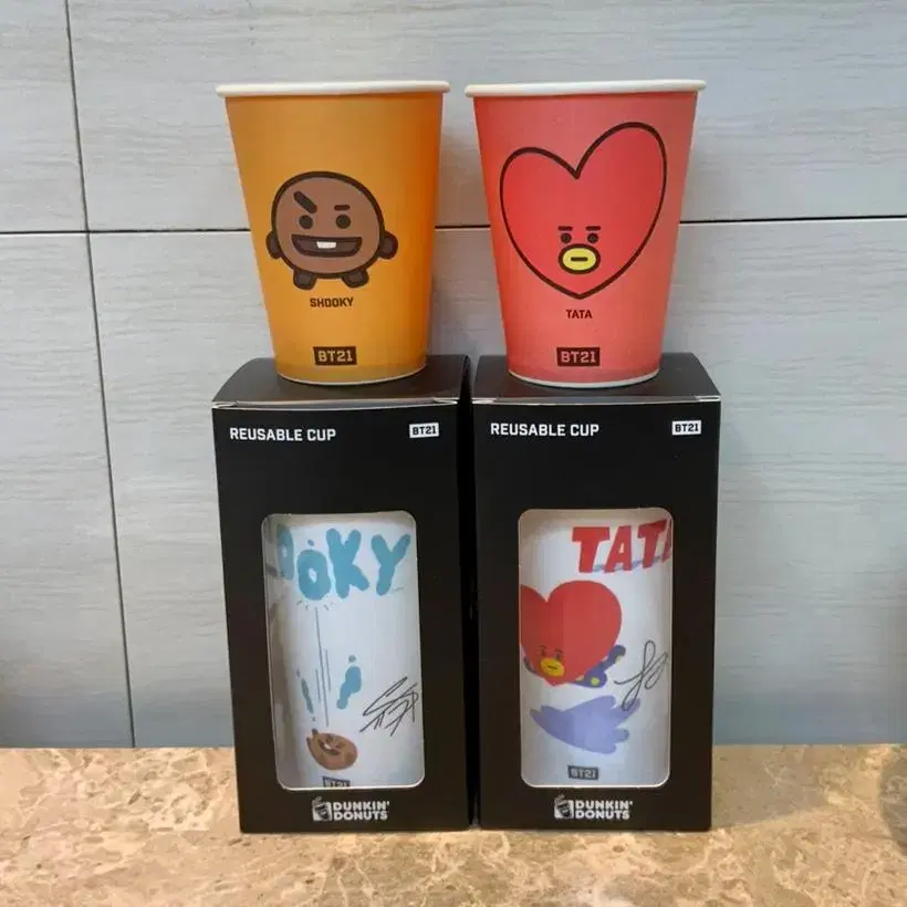 BT21 방탄소년단 던킨도너츠 리유저블컵+종이컵 ㅅㅊㅇ